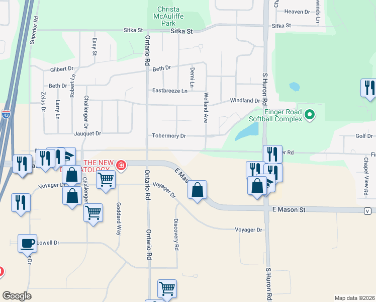 map of restaurants, bars, coffee shops, grocery stores, and more near 3181 Finger Road in Green Bay