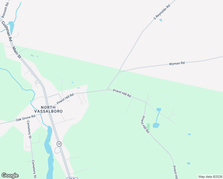 map of restaurants, bars, coffee shops, grocery stores, and more near 100 Priest Hill Road in Vassalboro