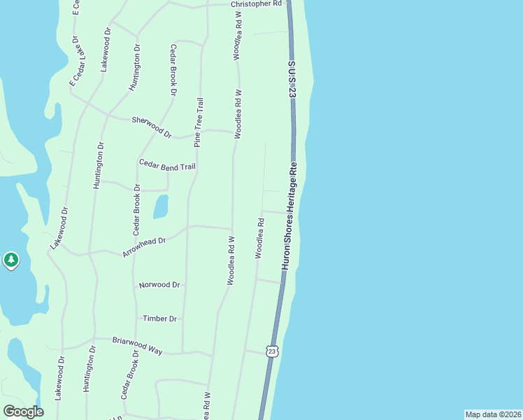 map of restaurants, bars, coffee shops, grocery stores, and more near 7201-7299 Woodlea Road in Oscoda charter Township