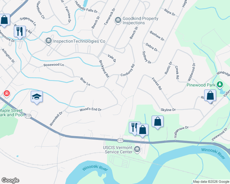 map of restaurants, bars, coffee shops, grocery stores, and more near 63 Briar Ln in Essex Junction