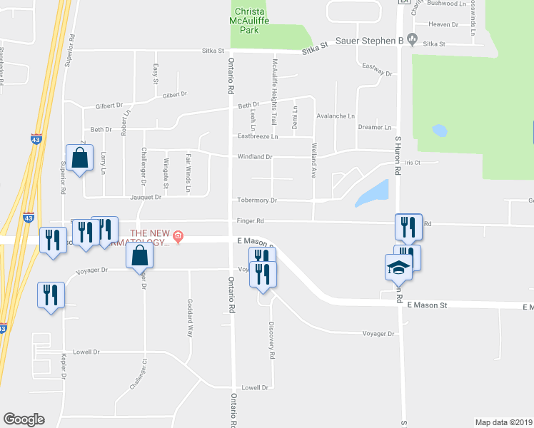 map of restaurants, bars, coffee shops, grocery stores, and more near 3149 Finger Road in Green Bay
