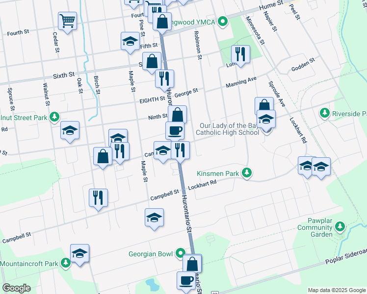 map of restaurants, bars, coffee shops, grocery stores, and more near 46 Collins Street in Collingwood