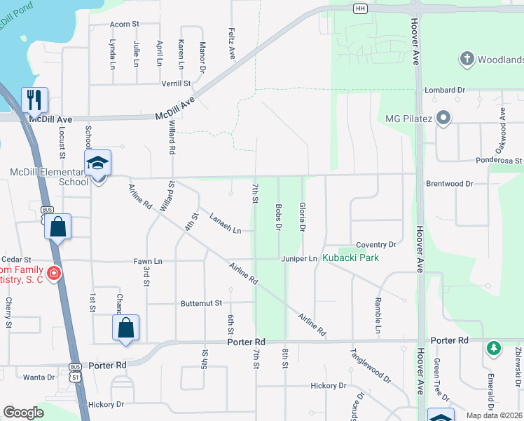 map of restaurants, bars, coffee shops, grocery stores, and more near 540 7th Street in Plover