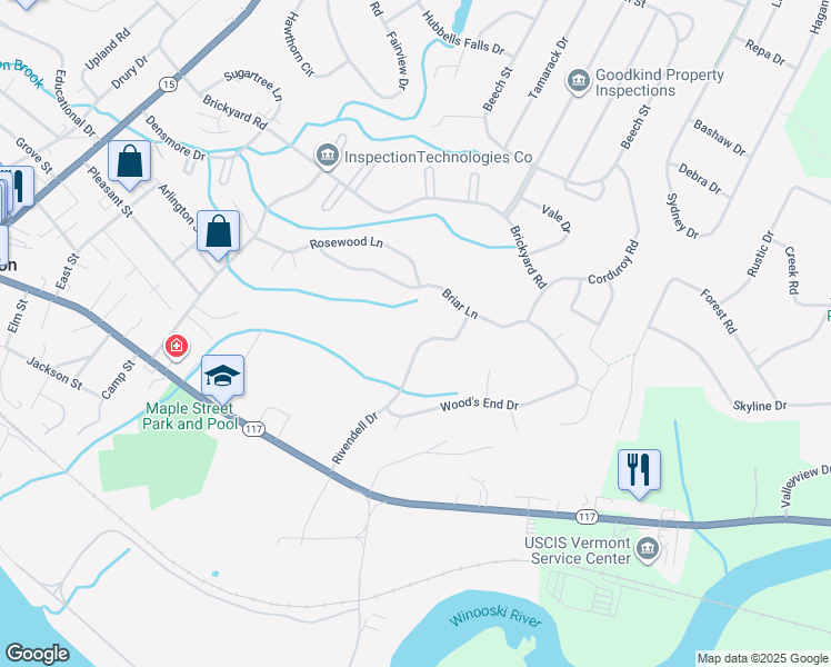 map of restaurants, bars, coffee shops, grocery stores, and more near 31 Rivendell Drive in Essex Junction