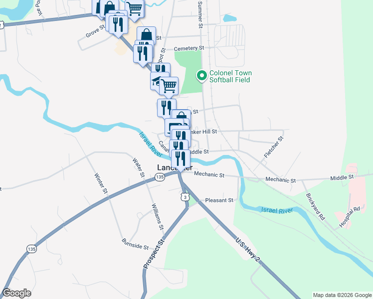 map of restaurants, bars, coffee shops, grocery stores, and more near in Lancaster