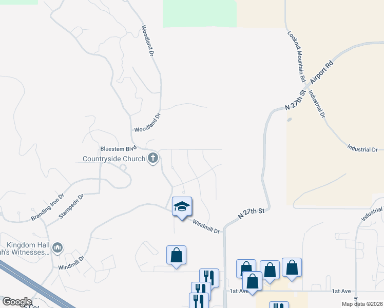 map of restaurants, bars, coffee shops, grocery stores, and more near 613 North 27th Street in Spearfish