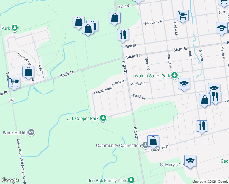 map of restaurants, bars, coffee shops, grocery stores, and more near 3 Patton Street in Collingwood