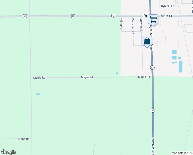 map of restaurants, bars, coffee shops, grocery stores, and more near 1891 Maple Road in Rudolph