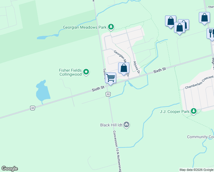 map of restaurants, bars, coffee shops, grocery stores, and more near 736 Sixth Street in Collingwood