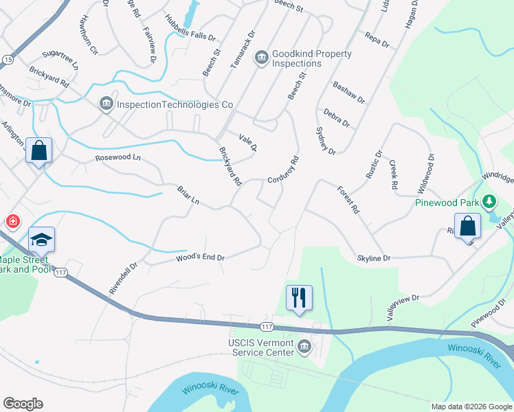 map of restaurants, bars, coffee shops, grocery stores, and more near 63 Briar Lane in Essex