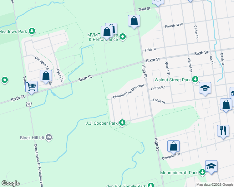 map of restaurants, bars, coffee shops, grocery stores, and more near 37 Chamberlain Crescent in Collingwood