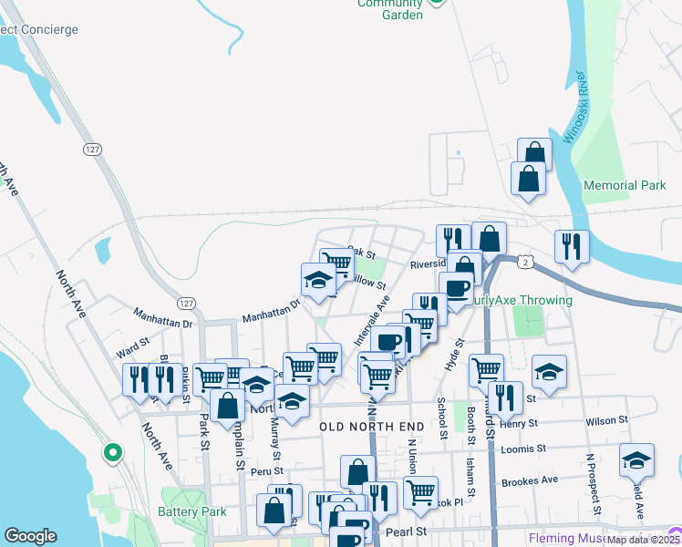 map of restaurants, bars, coffee shops, grocery stores, and more near 6 Archibald Street in Burlington
