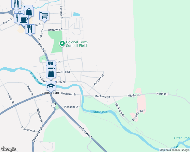 map of restaurants, bars, coffee shops, grocery stores, and more near 17 Stevens Terrace in Lancaster