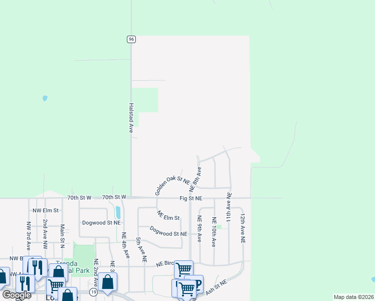 map of restaurants, bars, coffee shops, grocery stores, and more near 927 Golden Oak Cove Northeast in Lonsdale