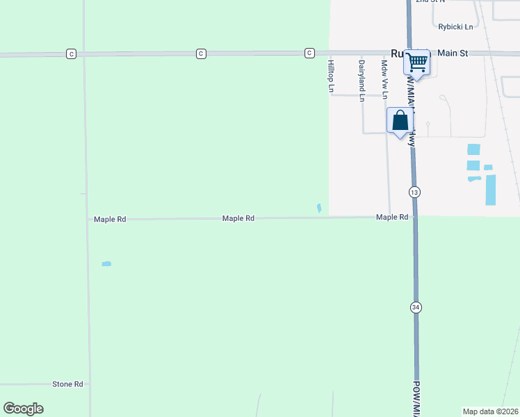 map of restaurants, bars, coffee shops, grocery stores, and more near 1891 Maple Road in Rudolph