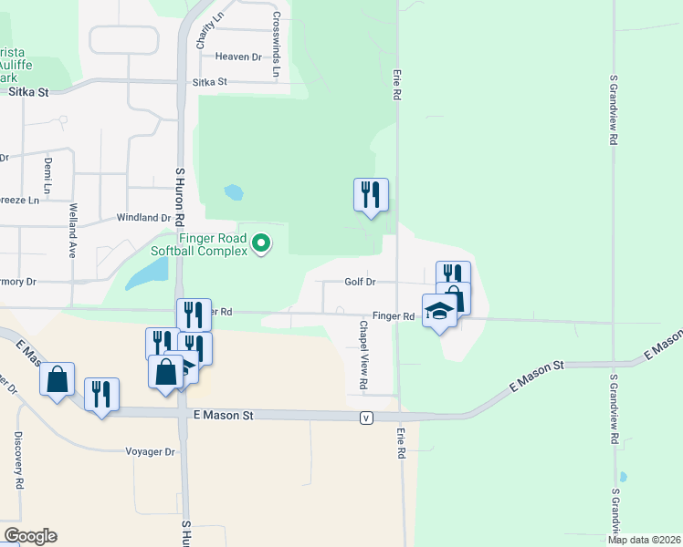 map of restaurants, bars, coffee shops, grocery stores, and more near 3451 Finger Road in Green Bay