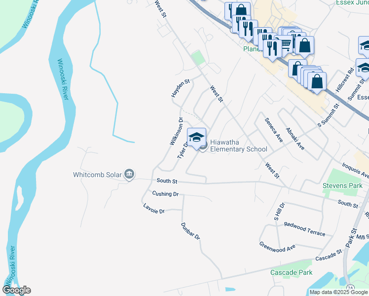 map of restaurants, bars, coffee shops, grocery stores, and more near 25 Tyler Drive in Essex