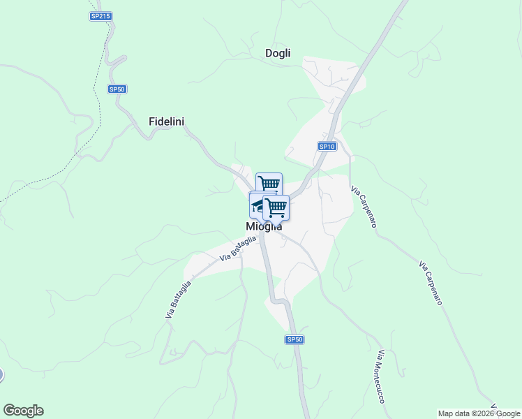 map of restaurants, bars, coffee shops, grocery stores, and more near 24 Via Anlera in Mioglia