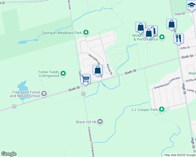 map of restaurants, bars, coffee shops, grocery stores, and more near 6 Marina Crescent in Collingwood