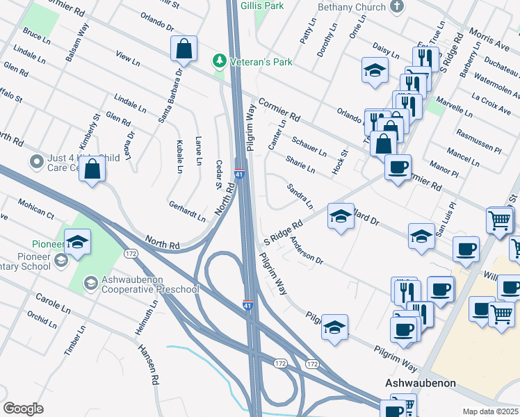 map of restaurants, bars, coffee shops, grocery stores, and more near 2408 Canter Lane in Green Bay