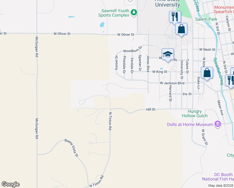 map of restaurants, bars, coffee shops, grocery stores, and more near 510-598 Tinton Road in Spearfish