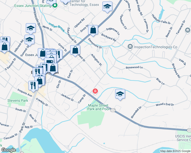 map of restaurants, bars, coffee shops, grocery stores, and more near 45 Pleasant Street in Essex