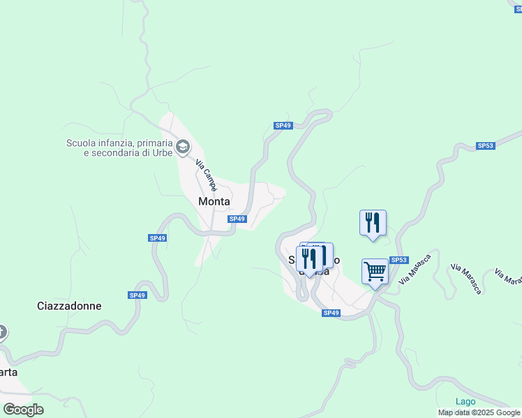 map of restaurants, bars, coffee shops, grocery stores, and more near 41 SP49 in Monta