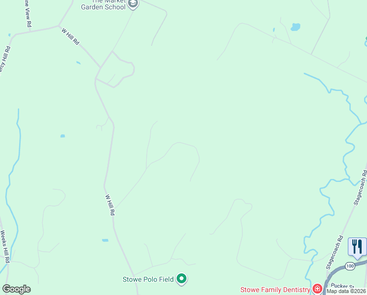 map of restaurants, bars, coffee shops, grocery stores, and more near 378 Baird Rd in Stowe
