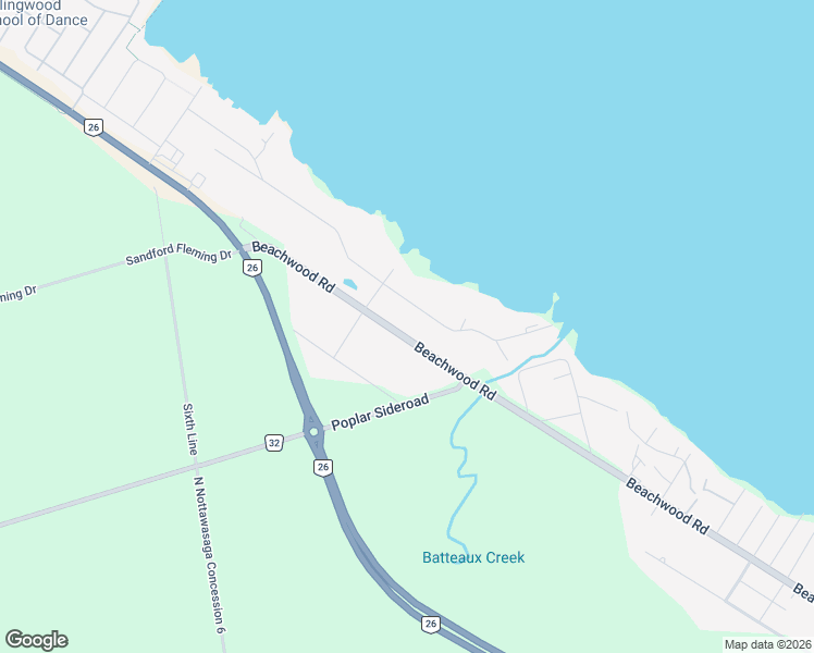 map of restaurants, bars, coffee shops, grocery stores, and more near 9776 Beachwood Road in Collingwood