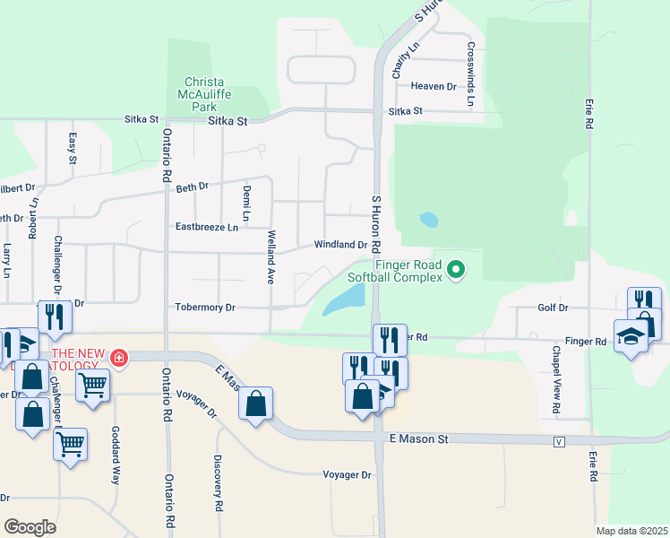 map of restaurants, bars, coffee shops, grocery stores, and more near 560 South Huron Road in Green Bay