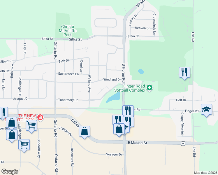 map of restaurants, bars, coffee shops, grocery stores, and more near 560 South Huron Road in Green Bay