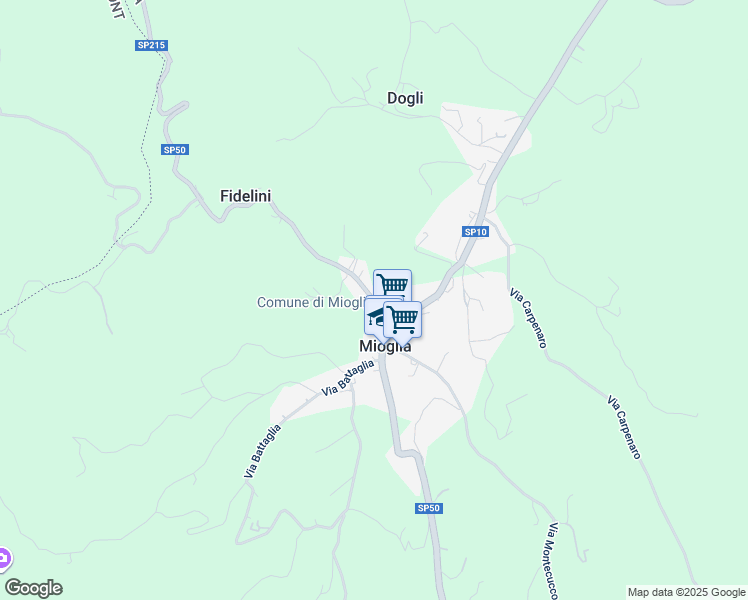 map of restaurants, bars, coffee shops, grocery stores, and more near 19 SP50 in Mioglia