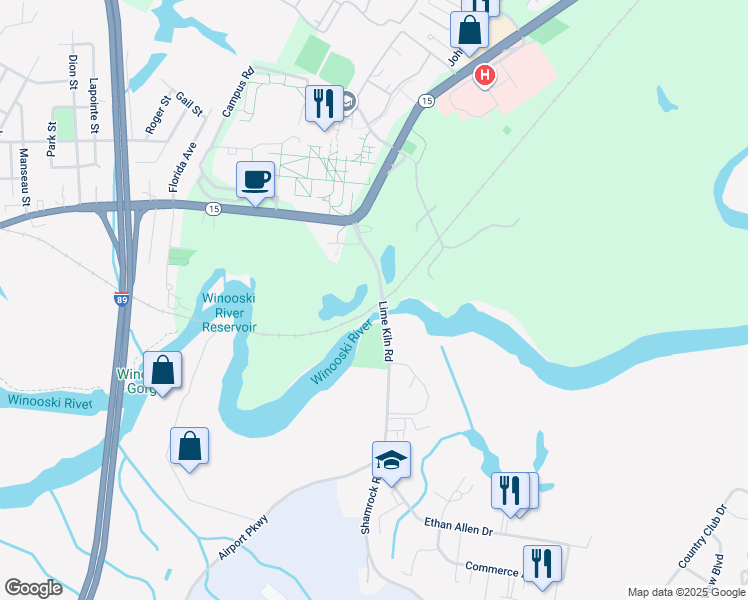 map of restaurants, bars, coffee shops, grocery stores, and more near 164 Lincoln Drive in Colchester