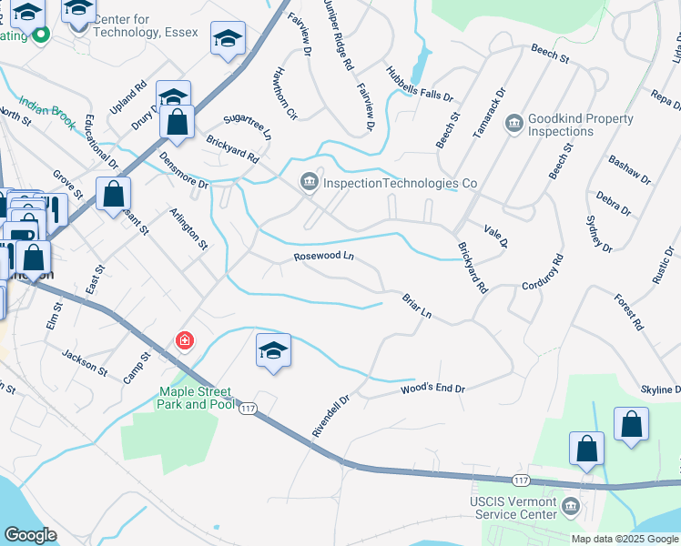 map of restaurants, bars, coffee shops, grocery stores, and more near 18 Briar Lane in Essex