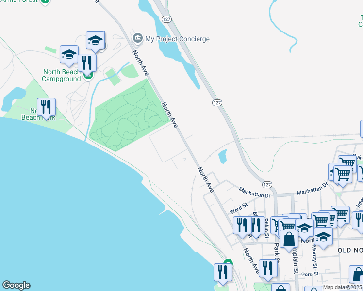 map of restaurants, bars, coffee shops, grocery stores, and more near 329 North Avenue in Burlington