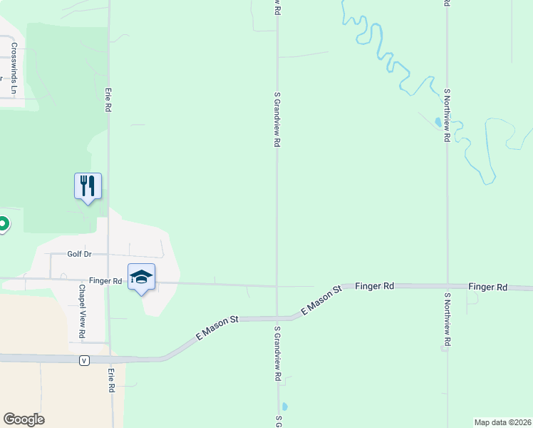 map of restaurants, bars, coffee shops, grocery stores, and more near 555 South Grandview Road in Green Bay