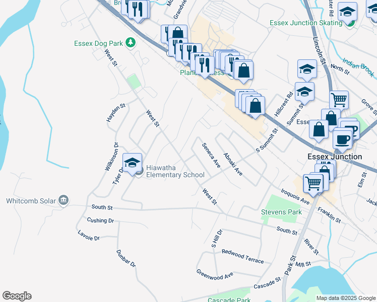 map of restaurants, bars, coffee shops, grocery stores, and more near 18 Mohawk Avenue in Essex