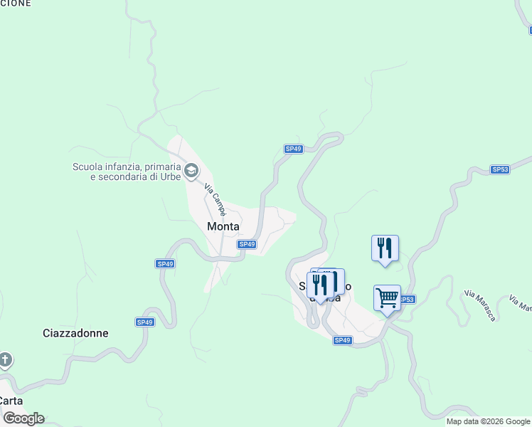 map of restaurants, bars, coffee shops, grocery stores, and more near 41 SP49 in Monta
