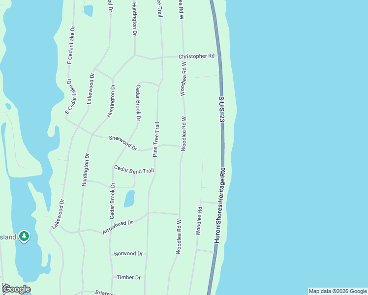 map of restaurants, bars, coffee shops, grocery stores, and more near 7376 Woodlea Road West in Iosco County