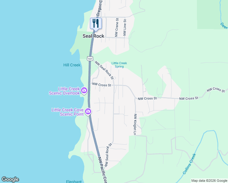 map of restaurants, bars, coffee shops, grocery stores, and more near 9234 Northwest Seal Rock Street in Lincoln