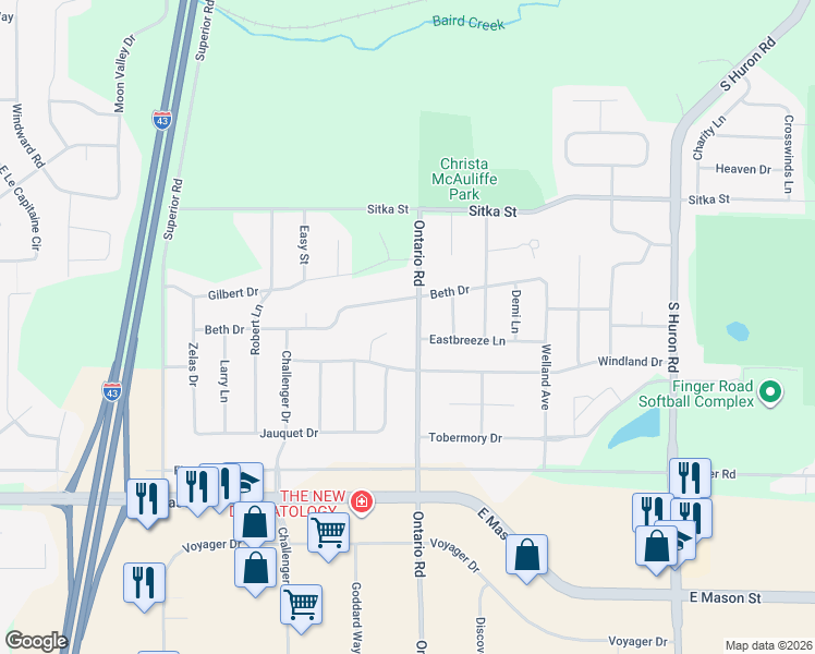 map of restaurants, bars, coffee shops, grocery stores, and more near 504 Ontario Road in Green Bay