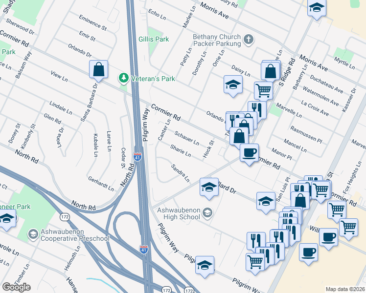 map of restaurants, bars, coffee shops, grocery stores, and more near 1129 Sharie Lane in Ashwaubenon