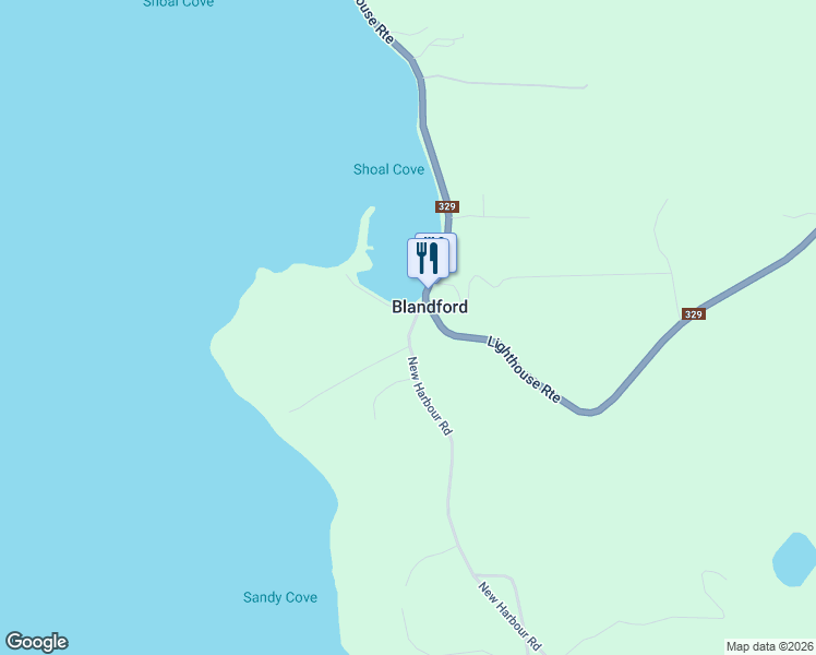 map of restaurants, bars, coffee shops, grocery stores, and more near 16 New Harbour Road in Hubbards