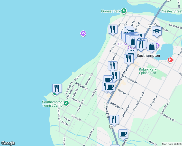 map of restaurants, bars, coffee shops, grocery stores, and more near 66 Chantry View Drive in Southampton