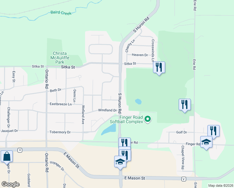 map of restaurants, bars, coffee shops, grocery stores, and more near 460 South Huron Road in Green Bay
