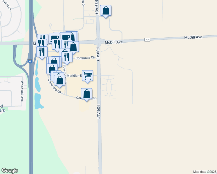 map of restaurants, bars, coffee shops, grocery stores, and more near 800 Commons Circle in Plover