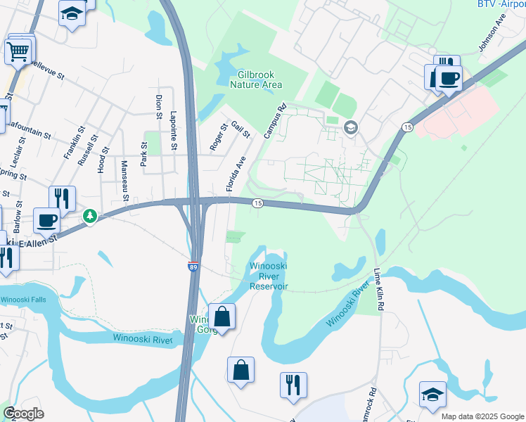 map of restaurants, bars, coffee shops, grocery stores, and more near 108 College Parkway in Colchester