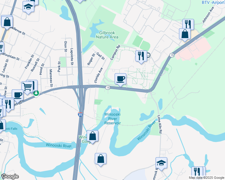 map of restaurants, bars, coffee shops, grocery stores, and more near 108 College Parkway in Colchester