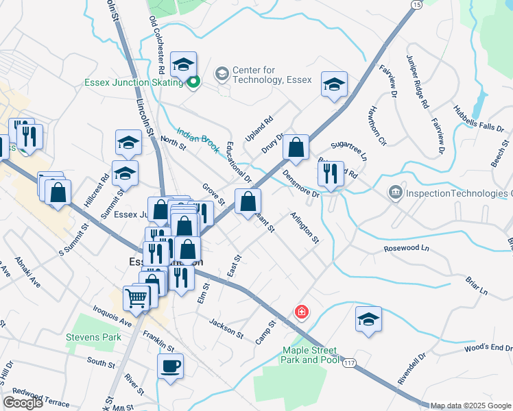 map of restaurants, bars, coffee shops, grocery stores, and more near 4 Pleasant Street in Essex