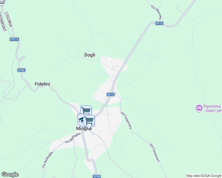 map of restaurants, bars, coffee shops, grocery stores, and more near 3 Via Schegli in Mioglia